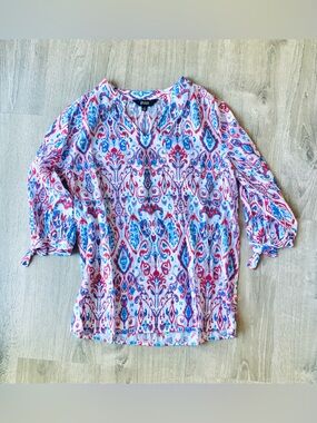 Slim Factor By Investments Patriotic V-Neck Blouse Small